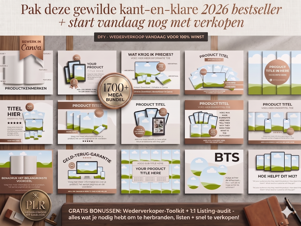 Etsy Mockup Template Bibliotheek voor Digitale Producten - Bewerkbaar in Canva
