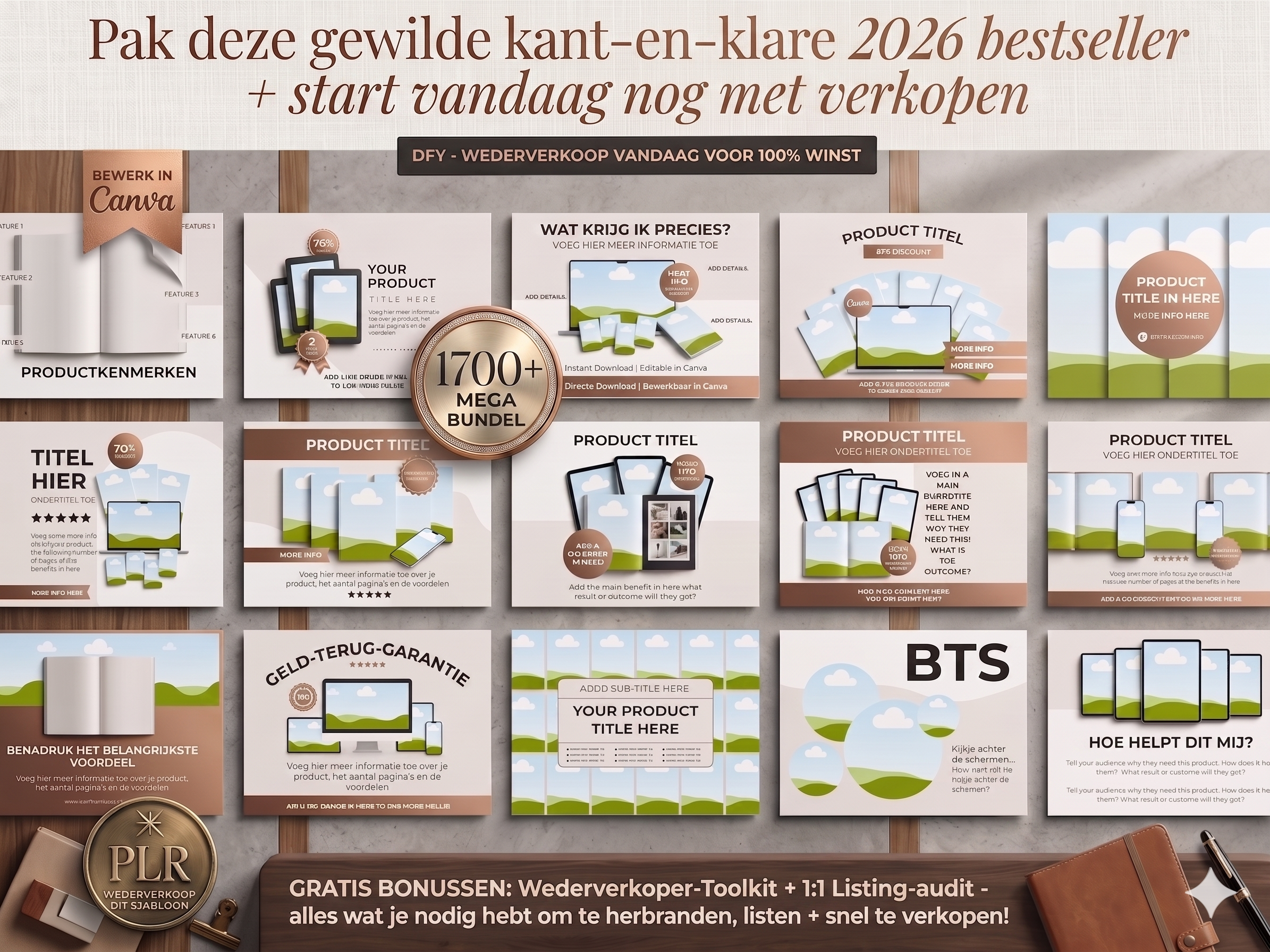 Etsy Mockup Template Bibliotheek voor Digitale Producten - Bewerkbaar in Canva